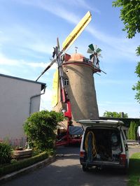 Minikran Chemnitz: Flügelwerkmontage Windmühle